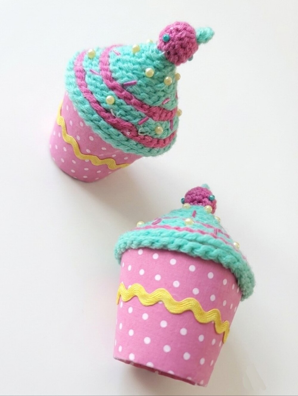 Handmade Polka Dot Crochet Cupcake Home Decor Ornaments